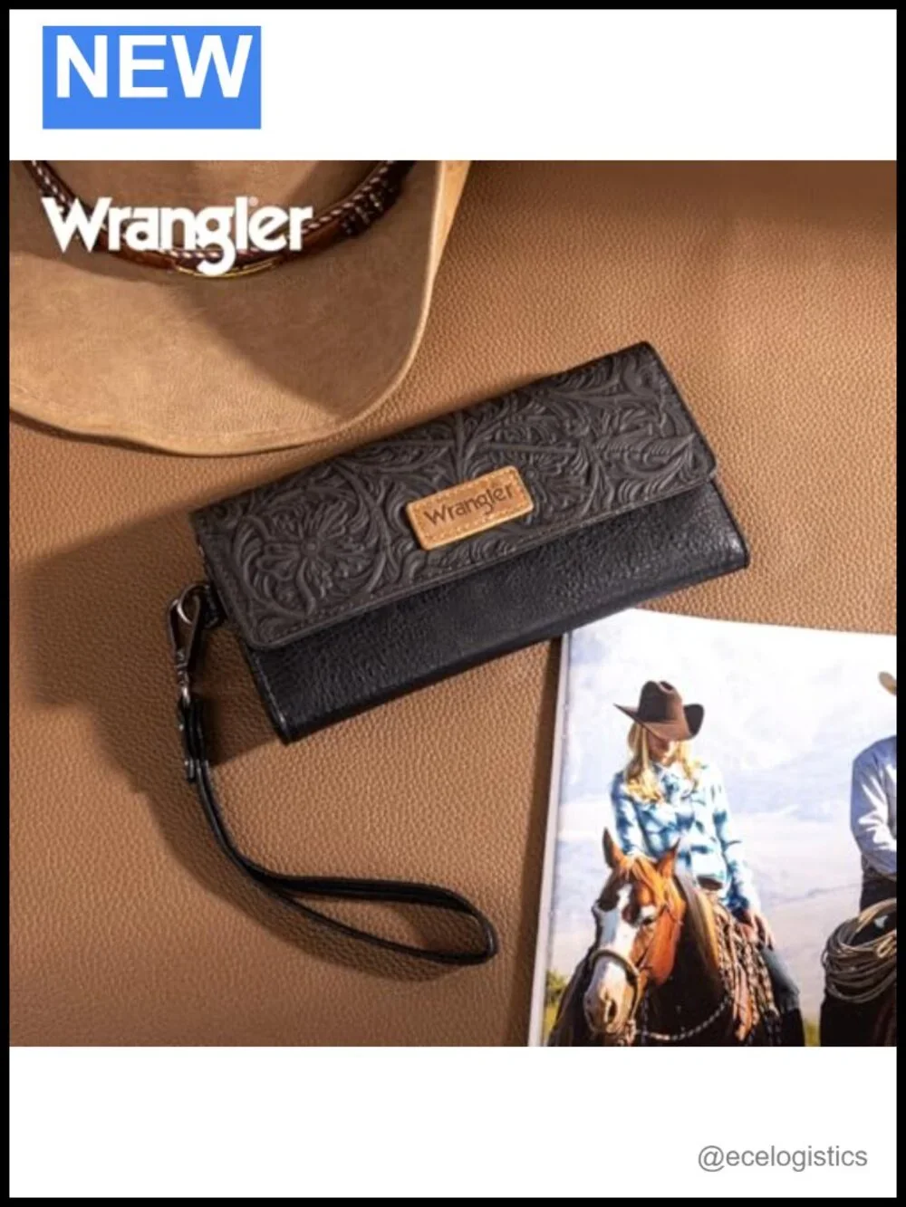 Wrangler Cow Print Tote Bag with Matching RFID Wallet Set